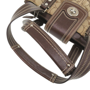 美品 コーチ シグネチャー キャンバス/レザー ブラウン ハンドバッグ 茶 0635-2【中古】COACH