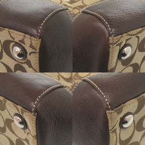 美品 コーチ シグネチャー キャンバス/レザー ブラウン ハンドバッグ 茶 0635-2【中古】COACH