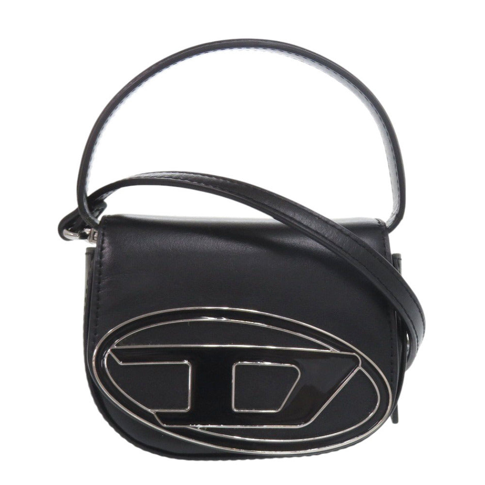 美品 ディーゼル 1DR XS ワンダー X08709 PR818 レザー ブラック ショルダーバッグ 黒 0644【中古】DIESEL