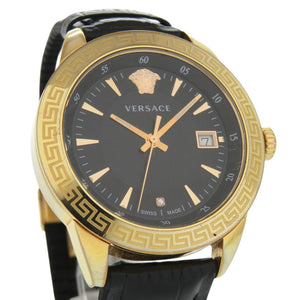 美品 ヴェルサーチ IAQ SS ブラック 黒文字盤 クオーツ 腕時計 0648【中古】VERSACE