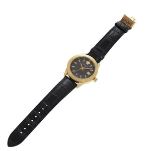 美品 ヴェルサーチ IAQ SS ブラック 黒文字盤 クオーツ 腕時計 0648【中古】VERSACE