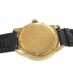 美品 ヴェルサーチ IAQ SS ブラック 黒文字盤 クオーツ 腕時計 0648【中古】VERSACE