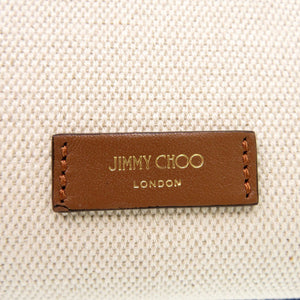美品 ジミーチュウ ヴァレンヌ アヴェニュー VARENN AVENUE 2WAY キャンバス レザー ナチュラル ベージュ ブラウン ショルダーバッグ 0679【中古】JIMMY CHOO