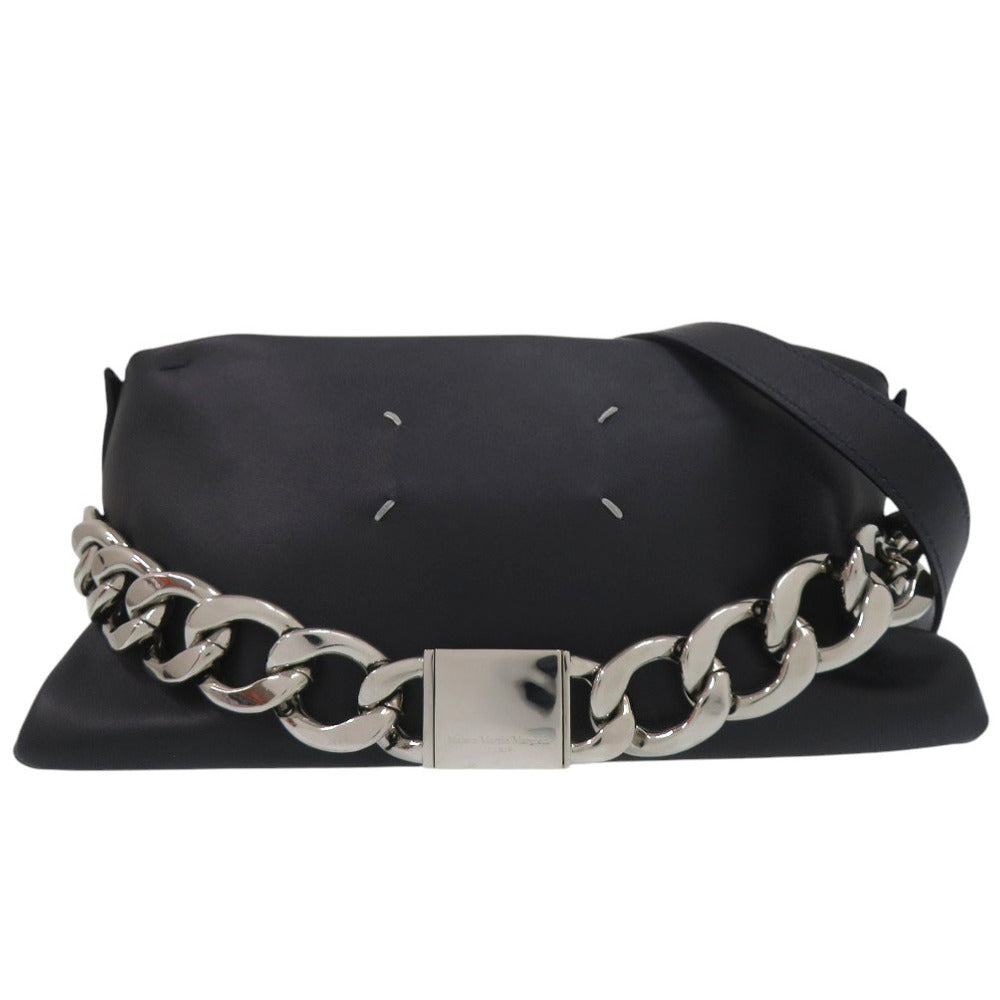 美品 メゾン マルジェラ チェーン 2WAY ショルダーバッグ クラッチバッグ S29WF0041 レザー ネイビー 0681【中古】Maison Margiela