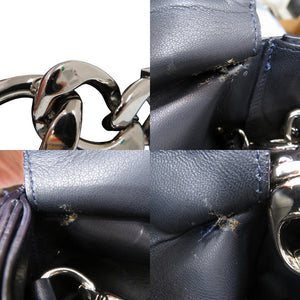 美品 メゾン マルジェラ チェーン 2WAY ショルダーバッグ クラッチバッグ S29WF0041 レザー ネイビー 0681【中古】Maison Margiela