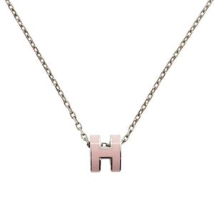 美品 エルメス ミニポップアッシュH メタル シルバー金具 ピンク ネックレス 0704【中古】HERMES