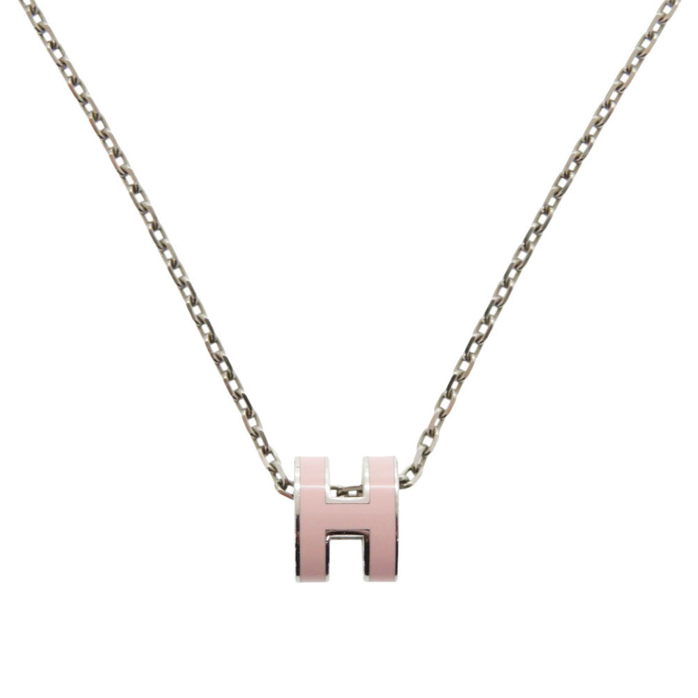 美品 エルメス ミニポップアッシュH メタル シルバー金具 ピンク ネックレス 0704【中古】HERMES