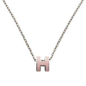 美品 エルメス ミニポップアッシュH メタル シルバー金具 ピンク ネックレス 0704【中古】HERMES