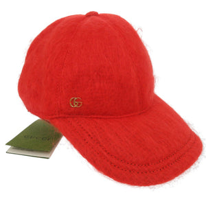 未使用品 グッチ GGマーモントベースボールキャップ 729349 帽子 ウール モヘア レッド 0709【中古】GUCCI