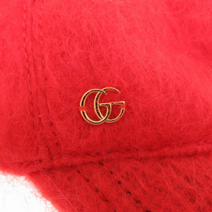 未使用品 グッチ GGマーモントベースボールキャップ 729349 帽子 ウール モヘア レッド 0709【中古】GUCCI