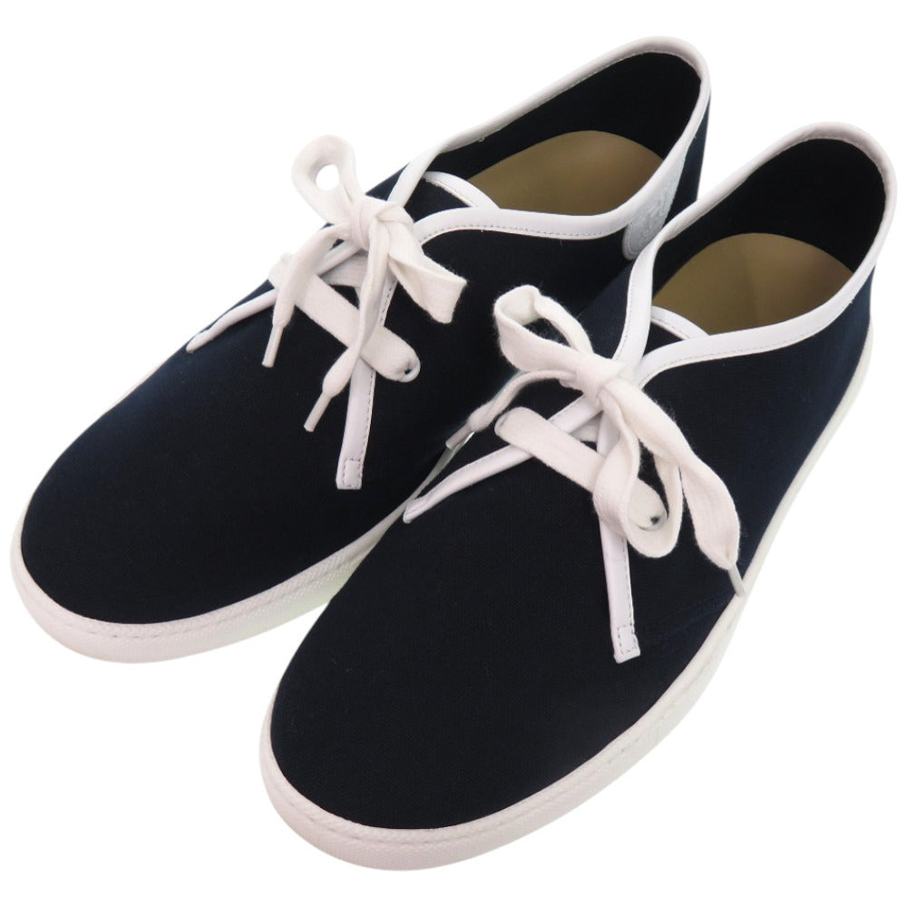 未使用 エルメス キャンバス レザー ネイビー サイズ43 スニーカー 紺 0714 【中古】 HERMES