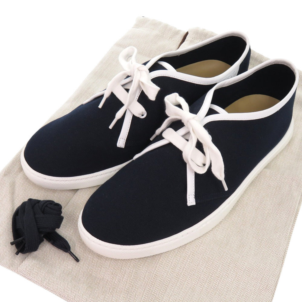 未使用 エルメス キャンバス レザー ネイビー サイズ43 スニーカー 紺 0714 【中古】 HERMES