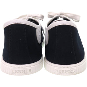 未使用 エルメス キャンバス レザー ネイビー サイズ43 スニーカー 紺 0714 【中古】 HERMES