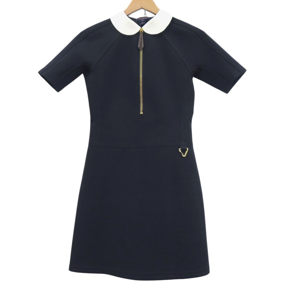 新品同様 ルイ ヴィトン テクニカルジャージー ピーターパンカラードレス スポーティ ハーフファスナー カラビナ FQDR45G72 ナイロン ポリウレタン ブラック LV 0730【中古】LOUIS VUITTON