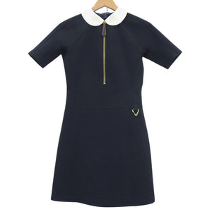 新品同様 ルイ ヴィトン テクニカルジャージー ピーターパンカラードレス スポーティ ハーフファスナー カラビナ FQDR45G72 ナイロン ポリウレタン ブラック LV 0730【中古】LOUIS VUITTON