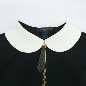 新品同様 ルイ ヴィトン テクニカルジャージー ピーターパンカラードレス スポーティ ハーフファスナー カラビナ FQDR45G72 ナイロン ポリウレタン ブラック LV 0730【中古】LOUIS VUITTON