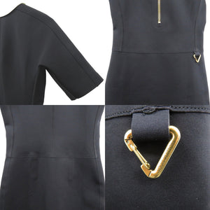 新品同様 ルイ ヴィトン テクニカルジャージー ピーターパンカラードレス スポーティ ハーフファスナー カラビナ FQDR45G72 ナイロン ポリウレタン ブラック LV 0730【中古】LOUIS VUITTON