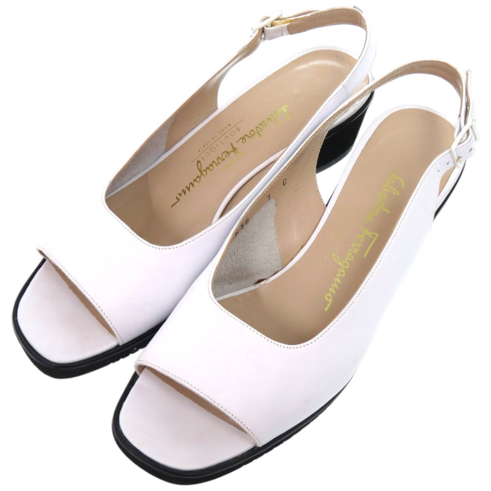 美品 サルヴァトーレ フェラガモ DP44994 レザー ホワイト 白 パンプス 0734【中古】Salvatore Ferragamo