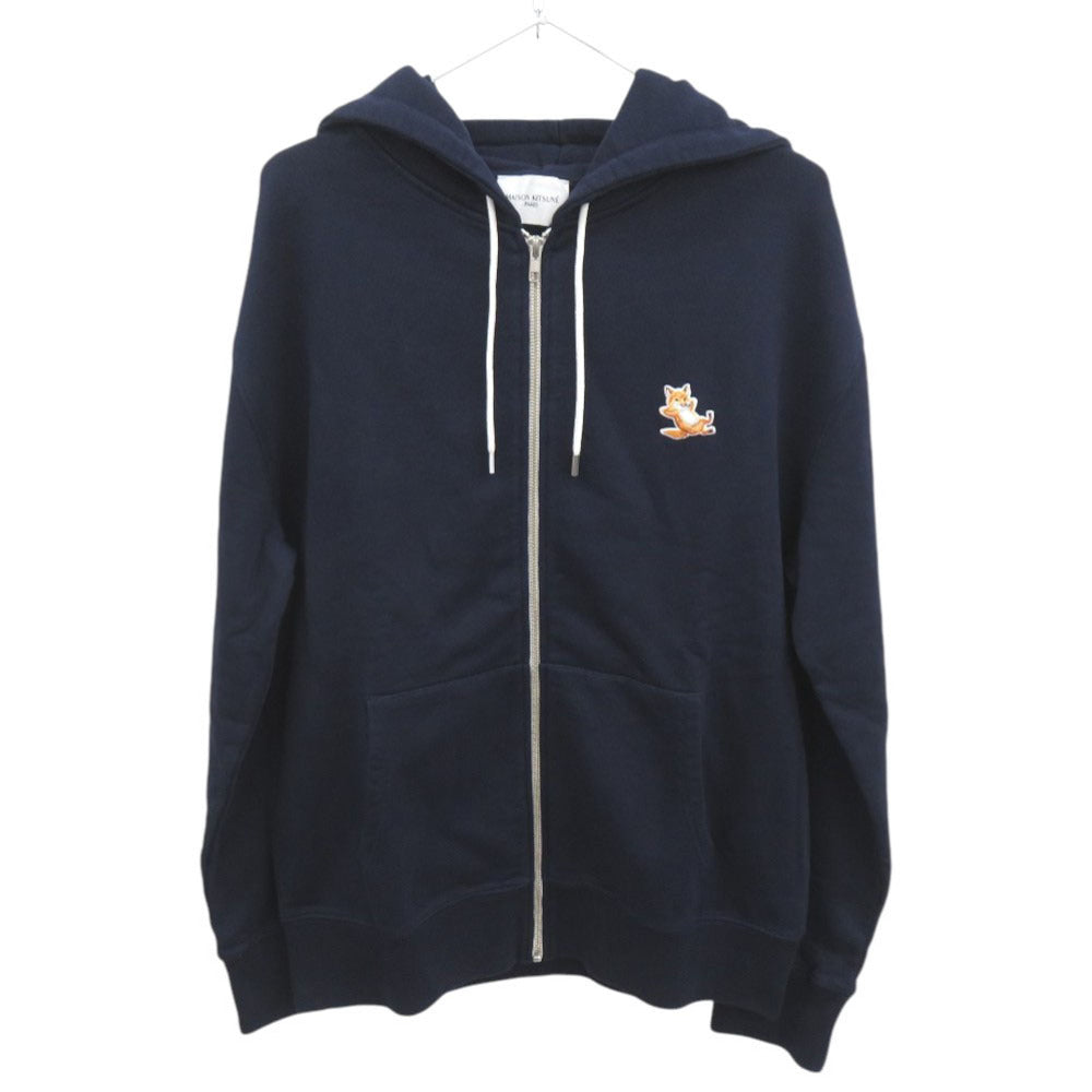 美品 メゾンキツネ CHILLAX FOX サイズXL IU00353KM0001 コットン ネイビー パーカー ジップアップパーカー 0751【中古】MAISON KITSUNE メンズ