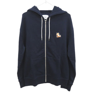 美品 メゾンキツネ CHILLAX FOX サイズXL IU00353KM0001 コットン ネイビー パーカー ジップアップパーカー 0751【中古】MAISON KITSUNE メンズ