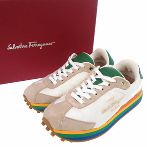 未使用品 サルヴァトーレフェラガモ レインボーソール ローカット スニーカー IGGY 756565 ナイロン レザー 0762【中古】Salvatore Ferragamo