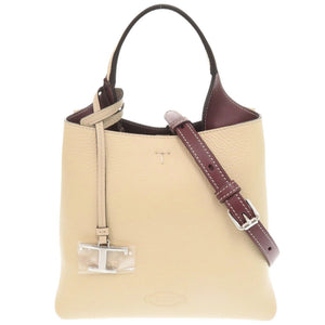 未使用品 トッズ レザー クリーム 2WAY ミニ ハンドバッグ ショルダーバッグ 0767【中古】TOD’S