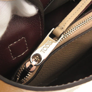 未使用品 トッズ レザー クリーム 2WAY ミニ ハンドバッグ ショルダーバッグ 0767【中古】TOD’S