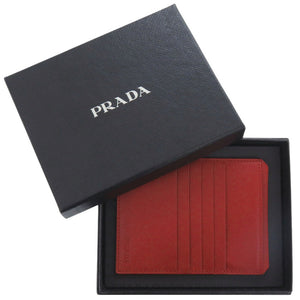 美品 プラダ サフィアーノレザー レッド カードケース 赤 0780【中古】PRADA