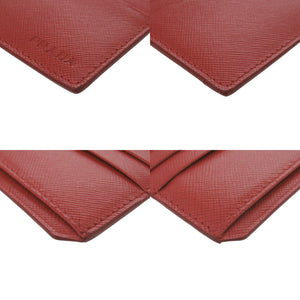 美品 プラダ サフィアーノレザー レッド カードケース 赤 0780【中古】PRADA