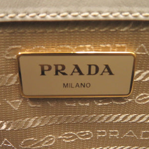 新品同様 プラダ LOGO JACQUARD 1BA172 レザー ジャガード コルダ タルク ベージュ ホワイト ショルダーバッグ 0780【中古】PRADA