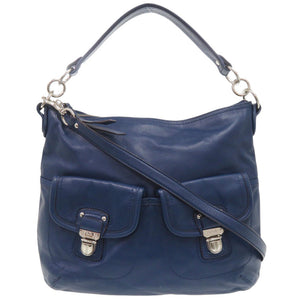 コーチ 2WAY レザー ブルー ショルダーバッグ 青 0802【中古】COACH