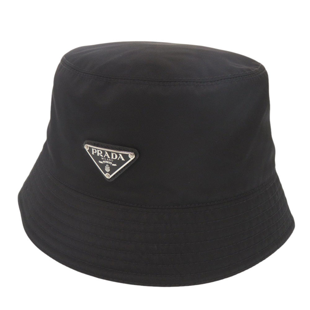 新品同様 プラダ Re-Nylon バケットハット トライアングルロゴ 2HC137 ナイロン ブラック 帽子 ハット 黒 0811【中古】PRADA