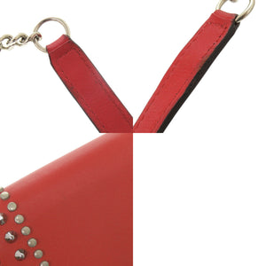 美品 ジミーチュウ ヴァレンヌ スタッズ レザー レッド チェーンウォレット ショルダーバッグ 赤 0812【中古】JIMMY CHOO