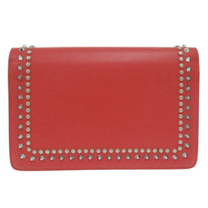 美品 ジミーチュウ ヴァレンヌ スタッズ レザー レッド チェーンウォレット ショルダーバッグ 赤 0812【中古】JIMMY CHOO