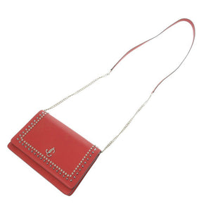 美品 ジミーチュウ ヴァレンヌ スタッズ レザー レッド チェーンウォレット ショルダーバッグ 赤 0812【中古】JIMMY CHOO