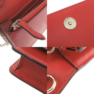 美品 ジミーチュウ ヴァレンヌ スタッズ レザー レッド チェーンウォレット ショルダーバッグ 赤 0812【中古】JIMMY CHOO