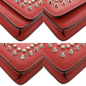 美品 ジミーチュウ ヴァレンヌ スタッズ レザー レッド チェーンウォレット ショルダーバッグ 赤 0812【中古】JIMMY CHOO