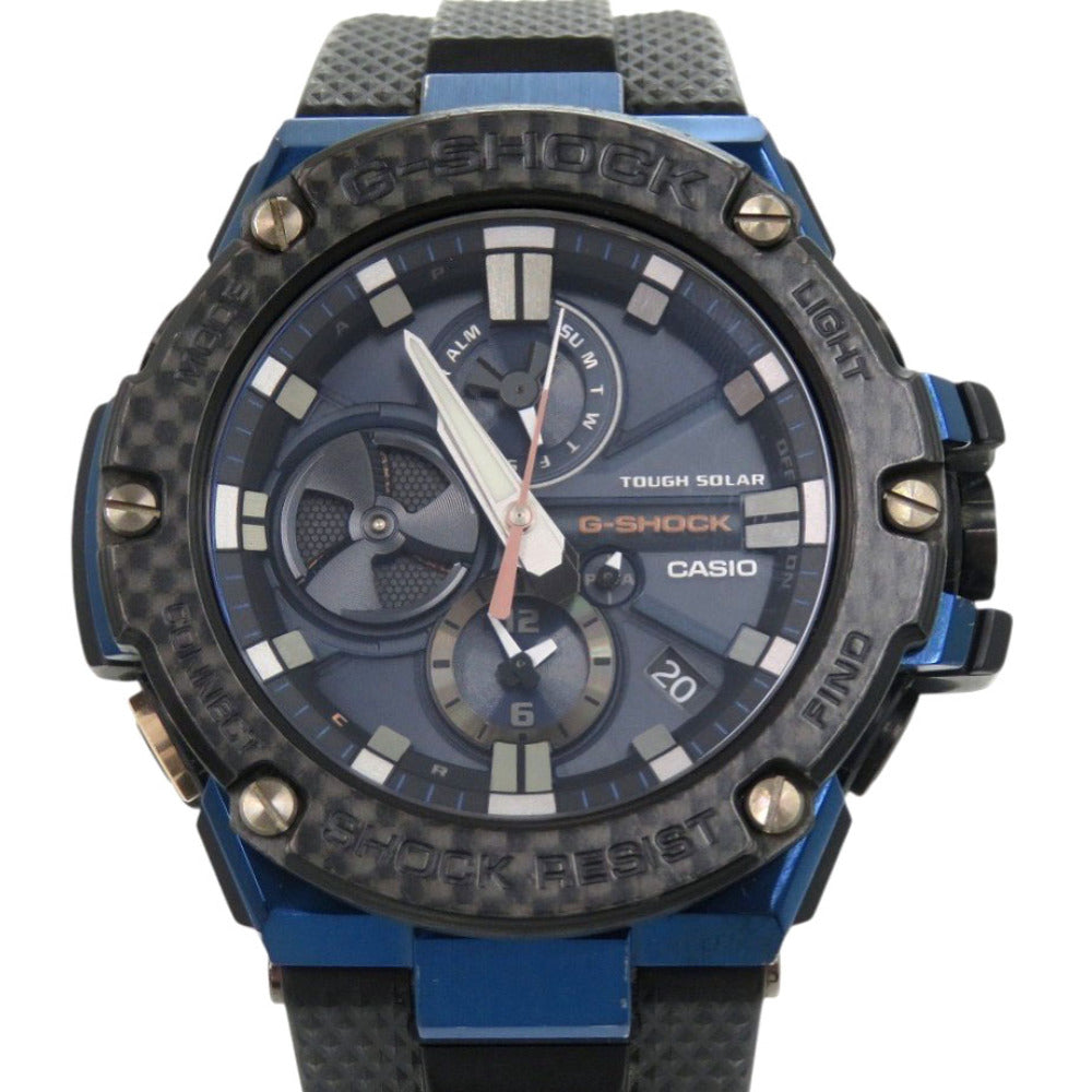 美品 カシオ G-SHOCK GST-B100XB-2A ネイビー ブラックSS タフソーラー 腕時計 0813【中古】CASIO