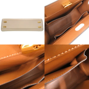 新品同様 トリーバーチ リー ラジウィル LEE RADZIWILL ダブルバッグ ハンドバッグ レザー ベージュ 0829【中古】Tory Burch