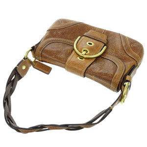 コーチ ソーホー ブレイデッドレザースモール フラップバッグ 10317 カーフレザー ブラウン ハンドバッグ 0872【中古】COACH