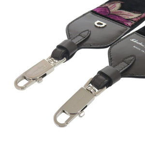 新品同様 サルヴァトーレフェラガモ レザー ベロア 花 パープル ショルダーストラップ 0878【中古】Salvatore Ferragamo