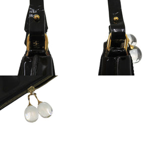美品 バカラ パーティーバッグ エナメル ゴールド金具 ブラック 黒 ハンドバッグ 0924【中古】Baccarat