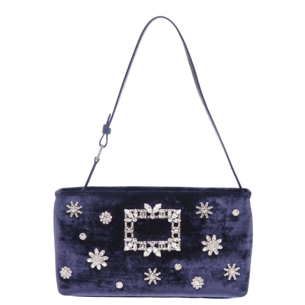 新品同様 ロジェヴィヴィエ ベルベット レザー パープル ハンドバッグ 0939【中古】Roger Vivier