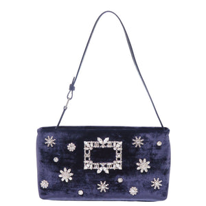 新品同様 ロジェヴィヴィエ ベルベット レザー パープル ハンドバッグ 0939【中古】Roger Vivier