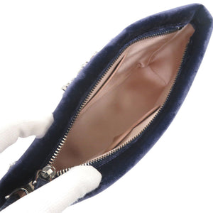 新品同様 ロジェヴィヴィエ ベルベット レザー パープル ハンドバッグ 0939【中古】Roger Vivier