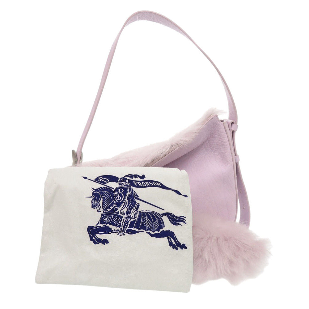新品同様 バーバリー スモール ナイトバッグ 8076798 レザー エコファー ラベンダー ショルダーバッグ 0942【中古】BURBERRY