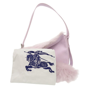 新品同様 バーバリー スモール ナイトバッグ 8076798 レザー エコファー ラベンダー ショルダーバッグ 0942【中古】BURBERRY