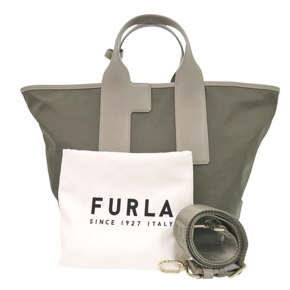 未使用 フルラ PIUMA ピューマ WB01249 BX3050 ナイロン レザー カーキ 2way ハンドバッグ グリーン 0946【中古】Furla
