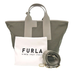 未使用 フルラ PIUMA ピューマ WB01249 BX3050 ナイロン レザー カーキ 2way ハンドバッグ グリーン 0946【中古】Furla