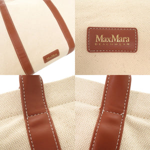 美品 マックスマーラ BEACHWEAR ビーチウェア コットン ベージュ ブラウン トートバッグ 0948【中古】MAX MARA